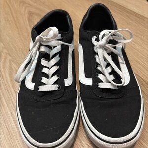Women’s Classic Black Canvas Sneakers with White Stripe